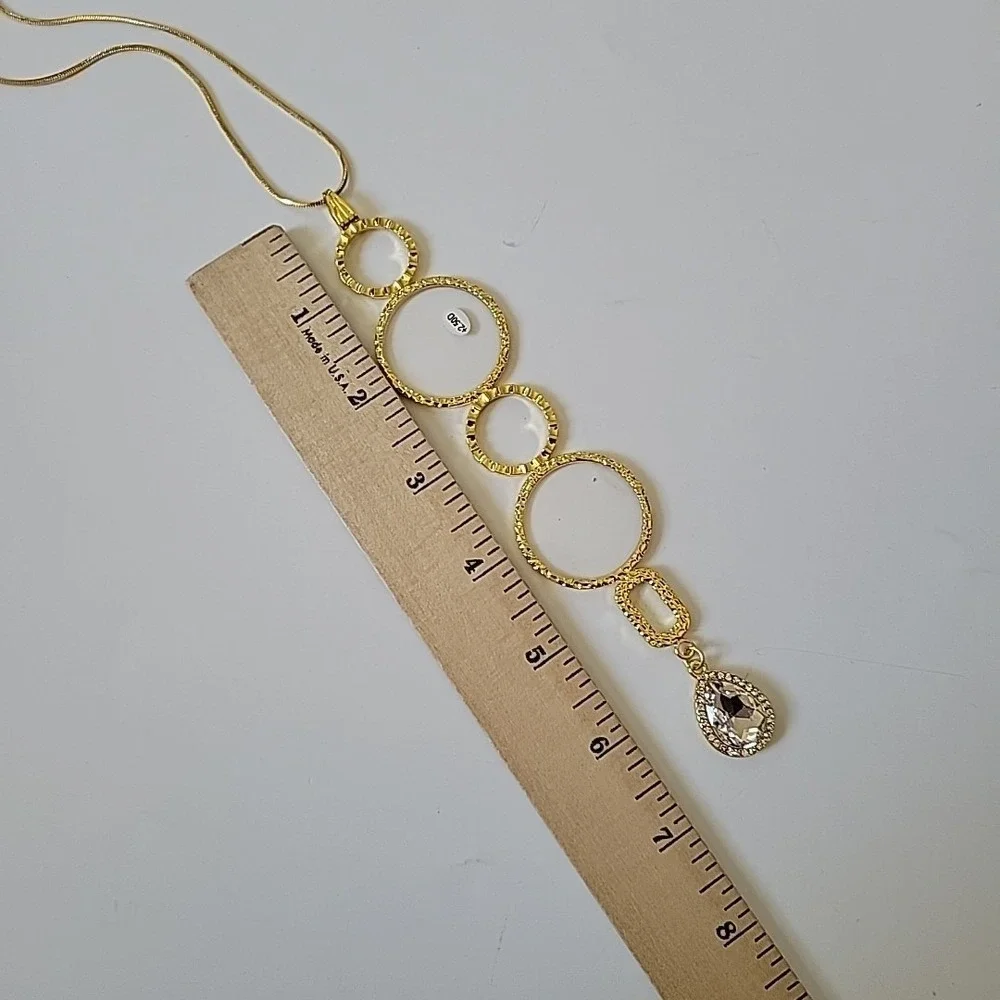 Karen Gemstone Neckglasses +2.50 Round Gold Tone Frame Reading Glasses